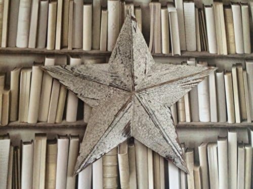 Rustic large 21" (53cm) white/cream wooden AMISH barn style STAR decoration by Vintage Pink TM
