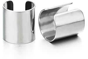 COOLSTEELANDBEYOND 2 Pièces Clip-on Anneau Cuff - Boucles d'oreilles Créoles - pour Homme Femme - Acier Inoxydable - 1 paire