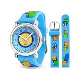 Bling Jewelry Blue Truck Analog Kids Watch Stainless Steel Back Photo Dial