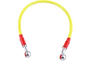 EVGATSAUTO Tubo flessibile olio freno moto universale Tubo linea carburante Raccordo acciaio inossidabile intrecciato 45/90cm(45cm-Giallo)