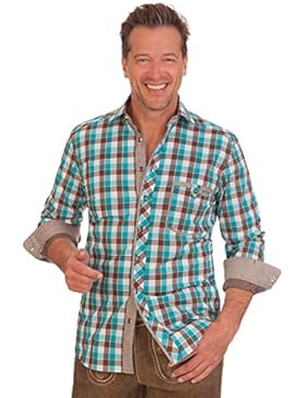 H1551 - Trachtenhemd langer Arm - ALOIS - fuchsia, petrol