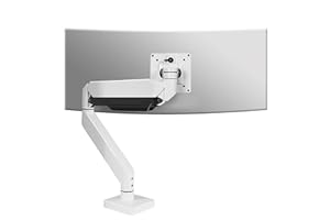 HILLPORT Bianco Braccio Monitor Singolo Staffa Monitor Scrivania Braccio Supporto LED LCD 17-43 Pollici, Vesa 75 mm e 100 mm, 3-13,5kg, Molla a Gas, M7P