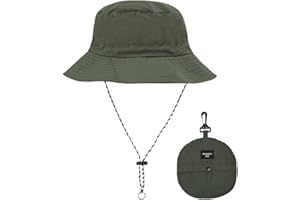 EIDUOVA Cappello da Pescatore con String Impermeabile per Donne Uomo Cappello Safari Regolabile Antivento Bucket Hat Cappello da Pesca Spiaggia Walking Climbing Verde Oliva