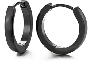 COOLSTEELANDBEYOND Coppia di orecchini a cerchio lisci in acciaio inox per uomo e donna