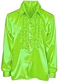 Satin Rüschenhemd Johnny - Neon Grün Gr. 50