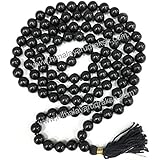 Himalaya Rudraksha Anusandhan Kendra Akik Mala 108 + 1 Beads Black Colour For Unisex - Black