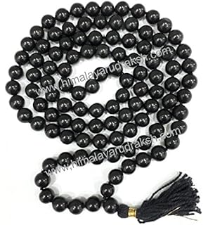 Himalaya Rudraksha Anusandhan Kendra Akik Mala 108 + 1 Beads Black Colour For Unisex - Black