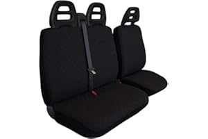Auto Accessori Lupex - Coprisedili anteriori specifico per furgoni 3 posti universali, colore Nero, cintura di sicurezza alta, set copri sedili anteriori 2+1 doppio e singolo, Made In Italy