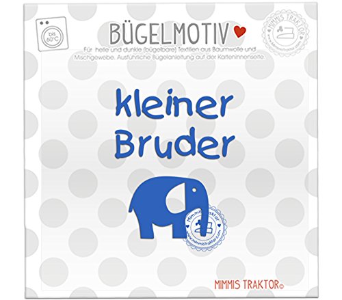 Mimmis Traktor® Bügelbild kleiner Bruder mit Elefant BLAU