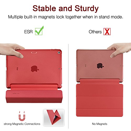 Neues iPad 2017 iPad 9.7 Zoll Hülle, ESR® Yippee Bildserie Cover Auto aufwachen / Schlaf Funktion Smart Case Wickelfalz Ledertasche mit Lichtdurchlässig Rückseite Abdeckung Schutzhülle für Neue iPad 9.7 2017 (Rot) - 4