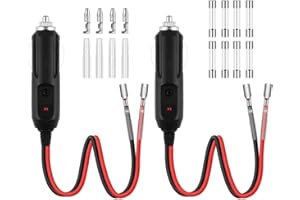 URAQT 18 Pack Cigarette Lighter Plugs, Car Replacement 12V-24V Cigarette Lighter Power Cable, 10A/15A Fuse Protection with Terminal Kit for Portable DVD Player, Car, Truck, Motorcycle, Tractor