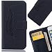 Produktbild LEMORRY Samsung Galaxy S7 Edge Hülle Tasche Geprägter Ledertasche Beutel Schutz Magnetisch Schließung SchutzHülle Weich Silikon Cover Schale für Galaxy S7 edge/G935 G935F, Glückliche Feder Schwarz