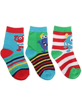 Baby Jungen Socken Monster/Streifen (3er Packung)
