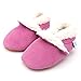 Soft suede baby girls slippers by Dotty Fish with Suede Soles. Pink 6-12 months