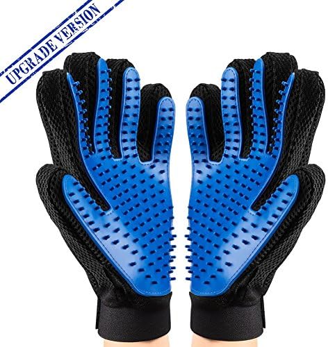 [Upgrade Version] Pet Grooming Glove - SLT Deshedding Brush Glove - Pet Hair Remover Mitt Perfect Massage Tool for Dogs &amp; Cats with Long &amp; Short Fur