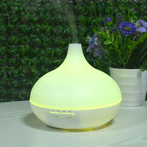 Sinovo® Aroma Diffuser Ultraschall Luftbefeuchter 300ml mit 7 Farben-LED Weiß Duftzerstäuber Holz-Basis für Beauty-Salon, Spa, Yoga, Schlafzimmer, Wohnzimmer, Konferenzraum - 3