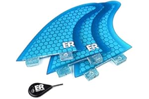 Eisbach Riders Surfboard FCS - Juego de aletas de fibra de vidrio con aletas de llave para tabla de surf y SUP (azul, tamaño G7 - L)