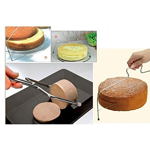 CAOLATOR Edelstahl Einstellbar Kuchen Tortenbodenteiler Tortenschneider Backutensilien – mit Zwei Stahldraht - 8