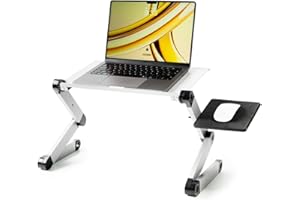 InnovaGoods - Tavolo Regolabile per PC Portatile, Multiposizione, Pieghevole, con Vassoio Mouse, Ventilazione, Altezza e Inclinazione Regolabili, Grigio, Nero, Alluminio