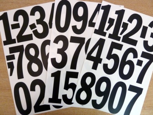 Pack of 35 x 4 (100mm) Black Vinyl Sticky Numbers , Self-Adhesive , Stick on , Cut-to-shape , waterproof numbers for signs, vehicles, boats, posters & school projects