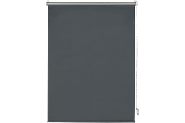 Deco Company rullgardin med termisk baksida, Monteras med klämmor utan borrning, Maximalt ljusreflekterande, Energibesparande, Ogenomskinlig, Monteringssats ingår, Antracit, 70 x 150 cm