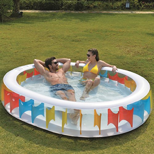 Jilong Oval Rainbow Pool – transparenter Familien Pool mit Regenbogendesign im Innern, 250 x 208cm - 2