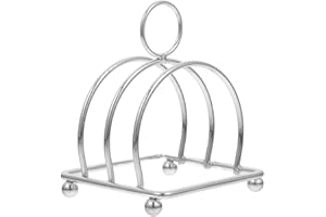 Amosfun Porta Fette Pane in Acciaio Inox Multifunzione Supporto Toast Salvaspazio Per Casa Cucina E Libri Organizzatore 4 Fette 4X3.2X3.2 in