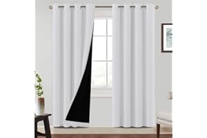 BellaHills Ortinas 100% Blackout con Ojales Cortinas,Cortina Anti Luz,Opacas Cortinas Aislantes Termicas,para Salon Dormitorio,2 Piezas,140x245CM,Blanco