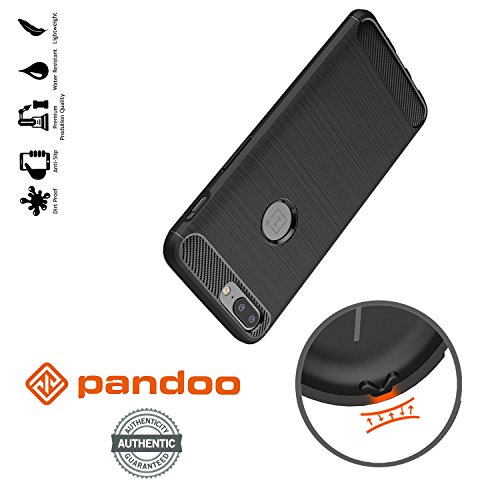 Funda OnePlus 5 Pandoo  Cubierta De Fibra De Carbono Para OnePlus 5 El Caso De Textura Perfecta Oneplus 5  Antideslizante  Antihuella  Anti-Scratch Armadura Negra  Carcasa Funda OnePlus 5