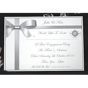 25, 50, 75 oder 100 personifizierte Verpflichtung Einladungen Entwurf (A) silbernes Grau, lila oder Rosa, mit oder ohne Foto u. Freie Umschläge