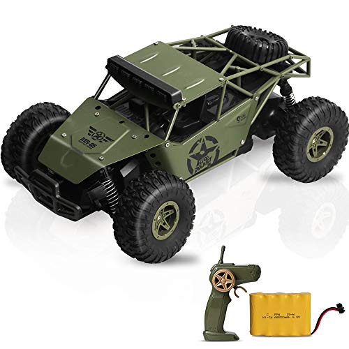KOOWHEEL Macchina Telecomandata per Bambini Auto Telecomando 4WD 1:16 Auto da Corsa Alta velocità,Cingolo di Roccia Fuori Strada de Camion 2.4Ghz RC per Regali di Compleanno per Ragazze?Verde?