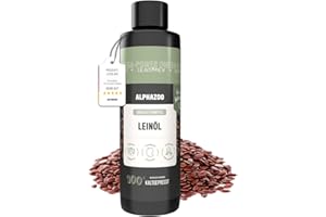 alphazoo Huile de Lin de première qualité pour Chiens, Chats et Chevaux 250ml, Huile de Lin pressée à Froid, Huile énergétique pour Le cœur et la Circulation, Huile Alimentaire Riche en acides Gras