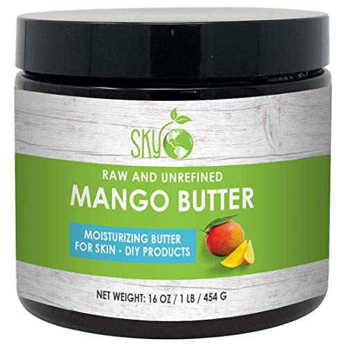 Best Raw Mango Butter by Sky Organics 454g- 100% Pure, Unrefined, Organic Mango Butter-Skin Nourishing, Moisturizing & Healing, for Dry Skin, Hair Shine - For Skin Care, Hair Care & DIY- Made in USA