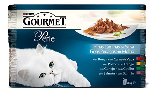 Purina Gourmet Perle Finas Láminas comida para gatos en Salsa Surtido de Carnes 4 x 85 g