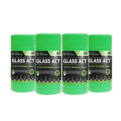 Preisvergleich Produktbild NAC INDUSTRIAL Professionelle Feuchte Reinigungstücher TOTAL TRADE GLASS ACT - Feuchttücher, Fenstertuch, Glastuch, Spiegel und Fliesen Tücher (80 Stück Spenderdose x 4)