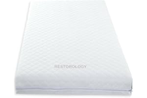 Restorology Baby Travel Cot Bed Mattress, Extra Thick, Quilted Breathable, Removable Zip Cover, Double Sided, Size - 100 x 70 x 10 cm