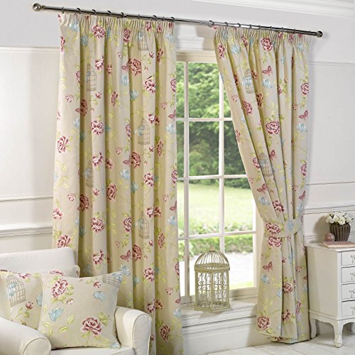 Traditional Charlotte Floral Birdcage Print Lined Pencil Pleat