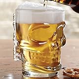 BonZeaL Skull Beer Glass Mug Birthday Gift for Father Dad Brother Husband Holi Gifts for Friends Him Her Son Boss Coworkers Boyfriend 500ML