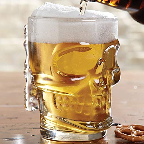 BonZeaL Skull Beer Glass Mug Birthday Gift for Father Dad Brother Husband Holi Gifts for Friends Him Her Son Boss Coworkers Boyfriend 500ML