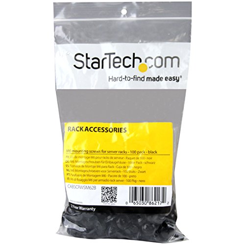 StarTech M6 12 mm Befestigungsschrauben für Server Rack und Schrank – Schwarz (100 Stück) - 2