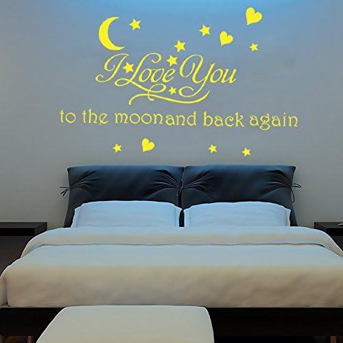 I Love You To The Moon And Back Again Decorative Wall Sticker Decal Kids Babies Nursery Room Bedroom Removable Metrolager Yellow