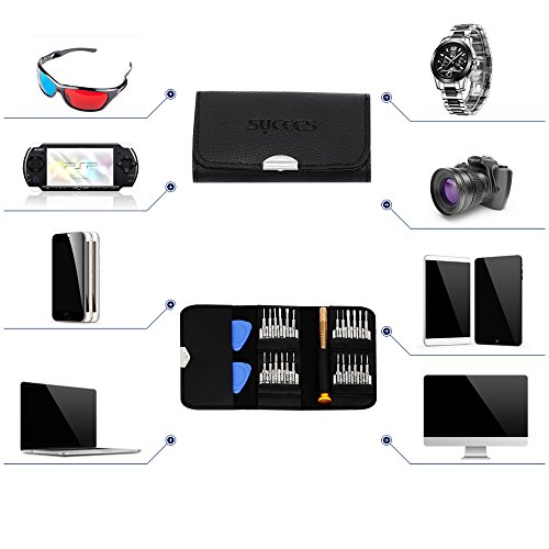 SYCEES Gehärtet Mini Schraubendreher Set 25-teilig Präzisions Magnetisierbar Wechseleinsätze mit 2 Plektron Reparatur Set für Apple Handy PC Laptop Kamera, Brillen, Uhren iPhone 6 6s plus - 8