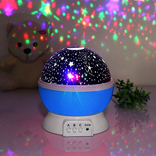 Ecandy 360° drehbarer 3 Modus Lichtprojektor, Romantisches Kosmos Sternhimmel für Schlafzimmer, Nachtlicht für Kinder, Babys, Weihnachtsgeschenk, Liebhaber, USB/Battierie betrieben.(blau) - 5
