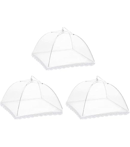 KC BLUE KitchenCraft - Cloche Alimentaire Pliable en Maille, Blanc, 40,5 cm