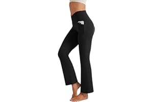 Friptspyg Femmes Bottes en Forme de Yoga Pantalons en V Haute Ceinture Poches Pattes Leggings Fitness Gym Exercice Jogging D'entraînement Pantalons