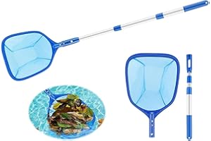 Anlising Teleskopstange Pool Kescher, Poolkescher mit Teleskopstange, Poolreinigung Kescher Feinmaschig,Pool Catcher Kescher, Skimmer Pool Kescher, Netz Poolzubehör, für Pool, Spa, Teiche, Whirlpools