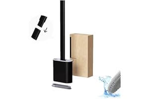 Brosse de toilette, brosse de toilette en silicone et support pour salle de bain, brosse de toilette flexible à fixation murale, support de poignée antidérapant et brosse de toilette étanche (blanc)