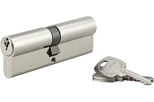 THIRARD - Cylindre de Serrure Double Entrée 5G - Laiton Nickelé - Sécurité Anti-Arrachement - Mécanisme à 5 Goupilles - 3 Clés Crantées - 45 x 50 mm - Gris