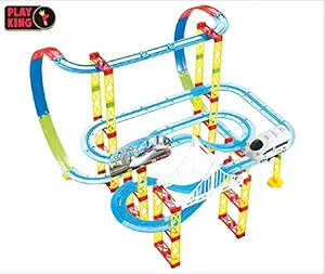 Playking Smart Toys 105 pcs City Series DIY Slot Tracks Plastic Train Set Toy for Kids, Urban High Speed Train Series for Age 3-8 Years