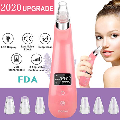 Aspiratore Punti Neri, Donier Estrattore Elettrico di Comedoni Rimozione Punti Neri Purificatore di Pori Ricaricabile Dispositivo per la Bellezza del Viso con 6 Sonde 3 Livelli per Uomini e per Donne